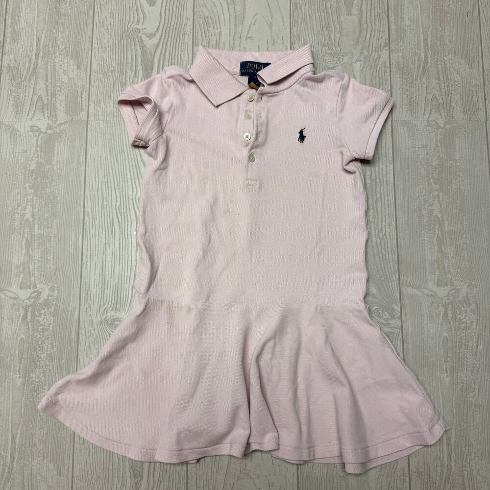Polo Ralph Lauren Girls Size 3 Pink Polo Dress Short Sleeve Pony Logo Preppy